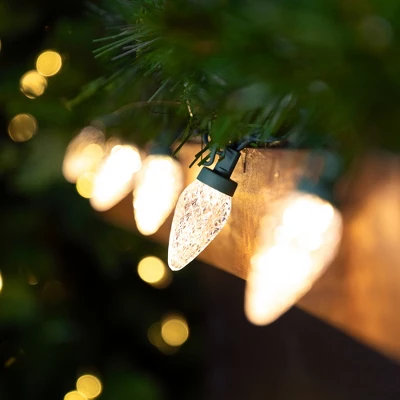 Northlight 100ct Warm White LED Faceted C9 Christmas Lights, 66ft Green Wire 1 Northlight 100ct Warm White LED Faceted C9 Christmas Lights, 66ft Green Wire