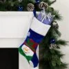 Northlight 20" Royal Blue Embroidered Velveteen Snowman Christmas Stocking With White Cuff