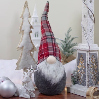 Northlight Plaid Bendable Hat Gnome Sitting Christmas Decoration - 25" - Red And Gray 1 Northlight Plaid Bendable Hat Gnome Sitting Christmas Decoration - 25" - Red And Gray