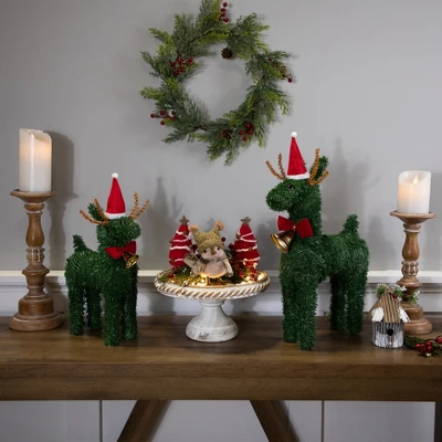 Northlight Pine Reindeer With Bell Artificial Christmas Decoration - 12" 2 Northlight Pine Reindeer With Bell Artificial Christmas Decoration - 12" - Image 2