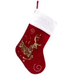Northlight Reindeer And Snowflake Sequin Christmas Stockings - 20" - Red And White - Set Of 2 -Holiday Decoration Store GUEST fc46eda2 ec18 4f20 b91f 107942270bbb