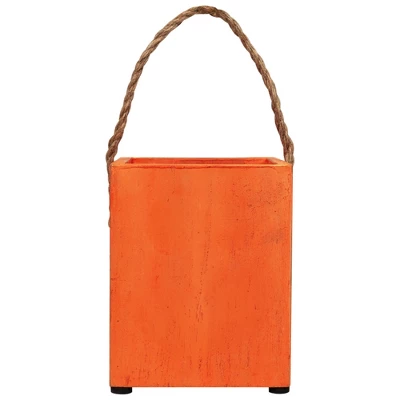 Northlight Small Orange Wood Jack O Lantern Halloween Candle Lantern - 6.25" 9 Northlight Small Orange Wood Jack O Lantern Halloween Candle Lantern - 6.25" - Image 9