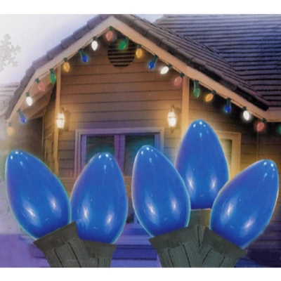 Northlight Opaque C7 Christmas String Lights - Blue - 24' Green Wire - 25ct 2 Northlight Opaque C7 Christmas String Lights - Blue - 24' Green Wire - 25ct - Image 2